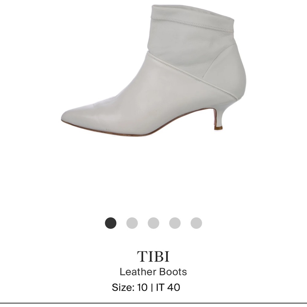 Tibi White Leather Pointed-Toe Ankle Boots